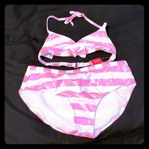 Xhilaration Bikini Pink and White Striped